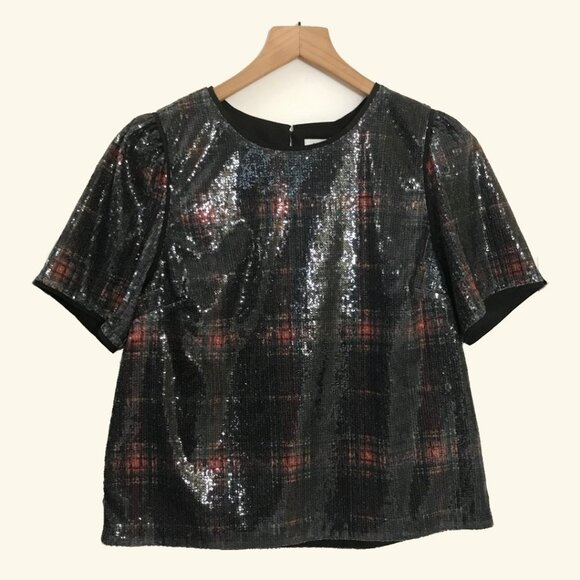 J.Crew Tartan Sequin Top Sample - S - NWT - Picture 1 of 6